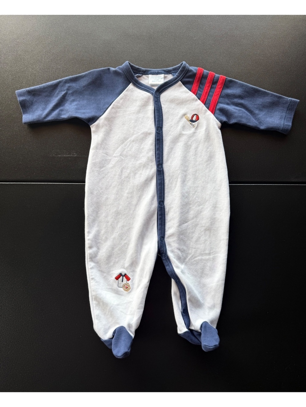 Edgehill Collection Baby Boys 0-3M Baseball Footed Sleeper Romper Navy Red